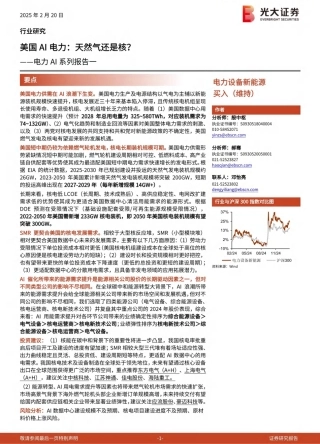 光大证券：美国AI电力，天然气还是核？——电力AI系列报告