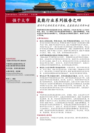 中银证券：氢能行业系列报告之四：国内外支持政策逐步落地，氢基能源应用再加速