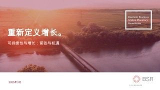 重新定义增长——可持续性与增长：紧张与机遇