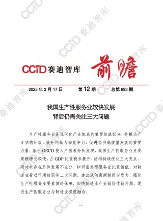 赛迪前瞻2025年第12期：我国生产性服务业较快发展背后仍需关注三大问题