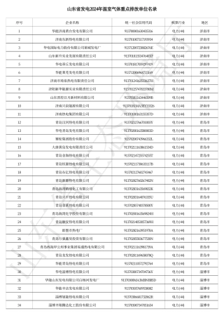 山东省发电2024年温室气体重点排放单位名录_20240218143441A010