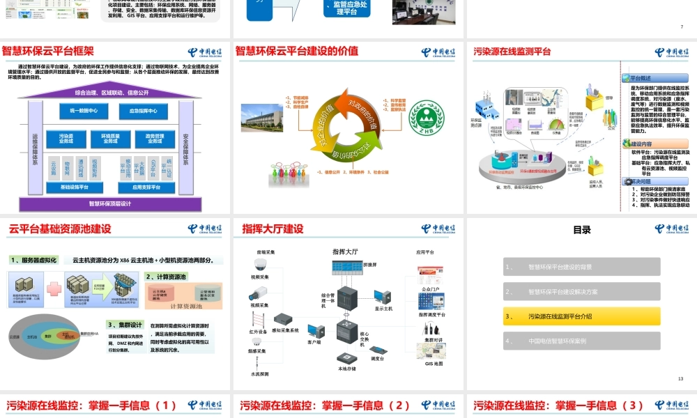 河北电信智慧环保云平台解决方案（31页 PPT）.ppt
