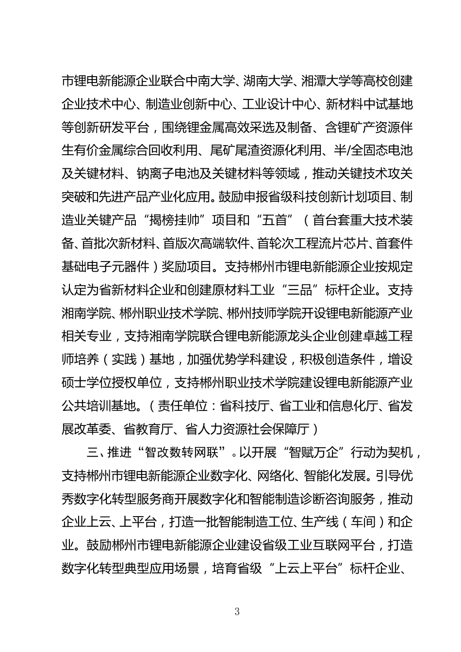 【政策】关于印发《支持郴州市锂电新能源全产业链高质量发展的若干措施》的通知_第3页