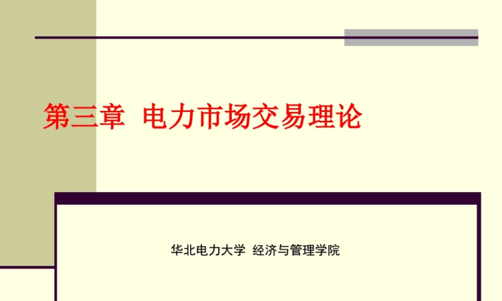 华北电力大学PPT-电力市场交易理论