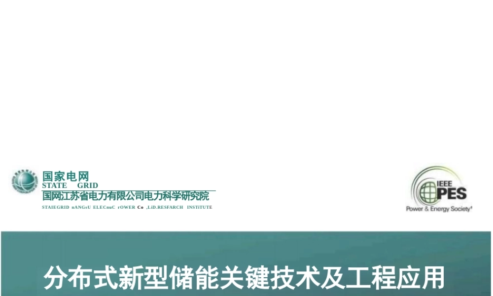 分布式新型储能关键技术及工程应用——国网江苏省电力有限公司电力科学研究院 杨毅