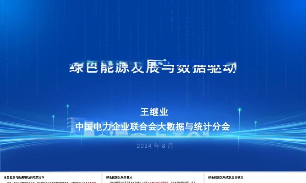 绿色能源发展与数据驱动——中国电力企业联合会 王继业