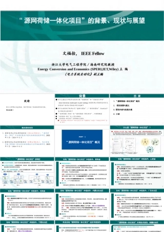 【专家PPT】文福拴：“源网荷储一体化项目”的背景、现状与展望