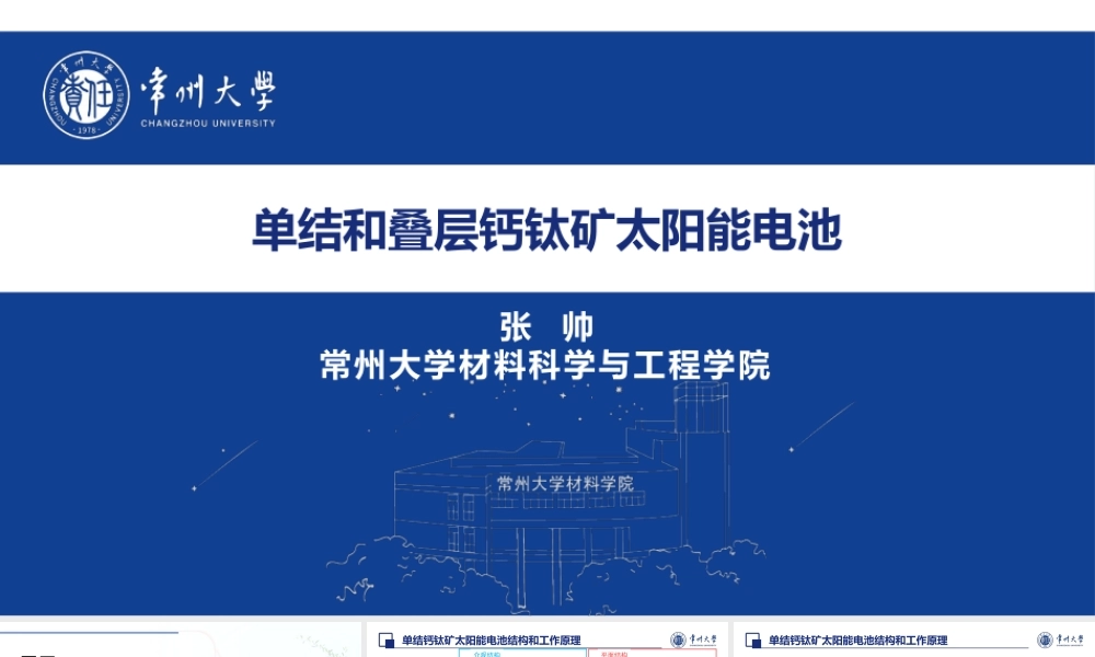 单结和叠层钙钛矿太阳能电池——张帅