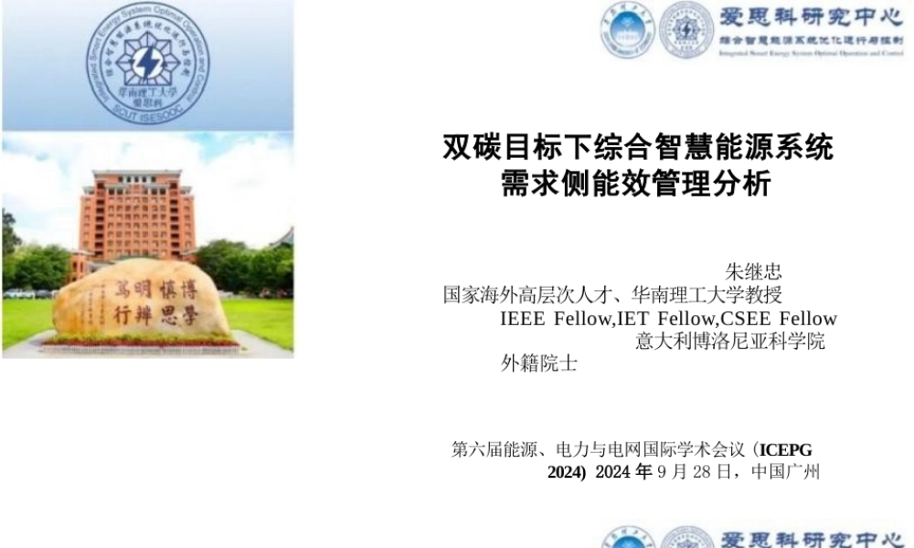 双碳目标下综合智慧能源系统需求侧能效管理分析——华南理工 朱继忠