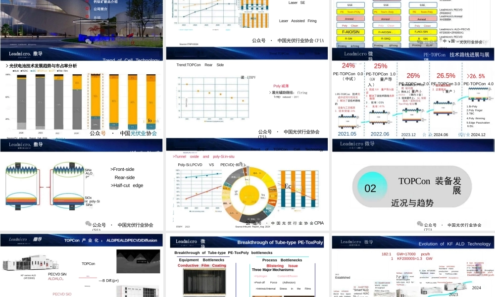 TOPCon太阳电池技术装备发展情况展望——廖宝臣