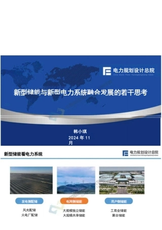 新型储能与新型电力系统融合发展的若干思考——韩小琪