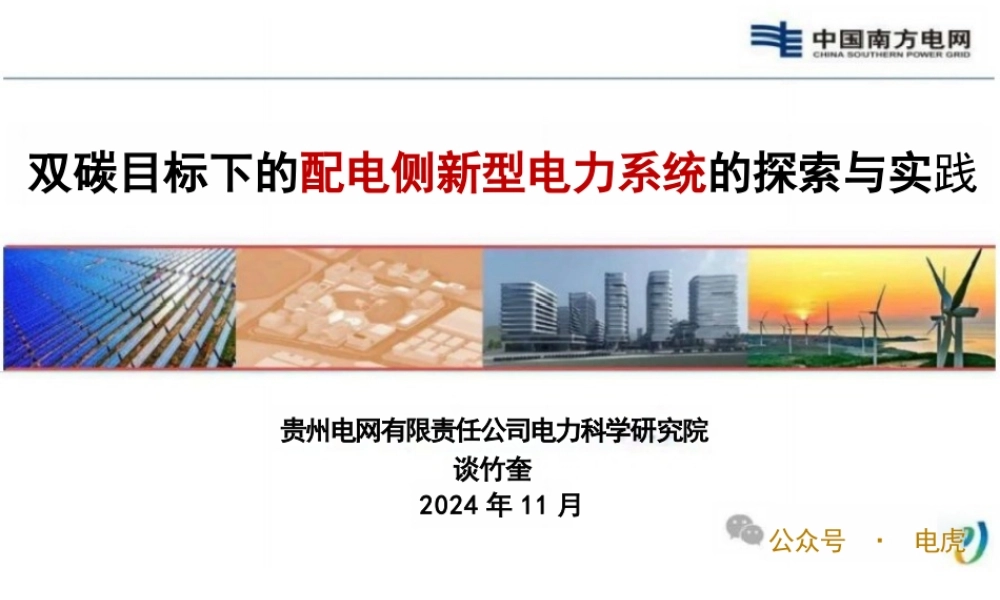 双碳目标下的配电侧新型电力系统的探索与实践