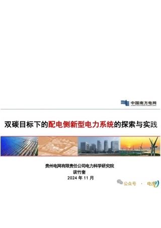 双碳目标下的配电侧新型电力系统的探索与实践