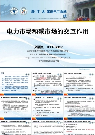 【专家PPT】电力市场和碳市场的交互作用