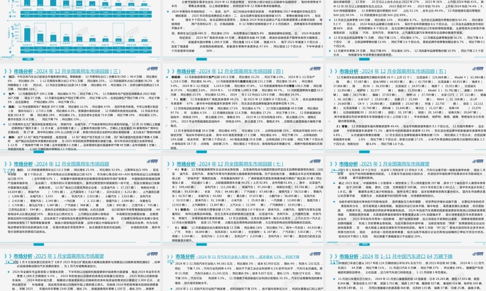 2024年12月份全国乘用车市场分析