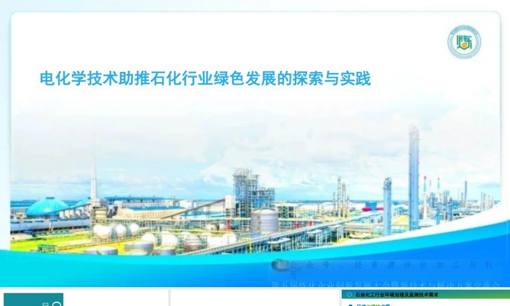 电化学技术助推石化行业绿色发展的探索与实践