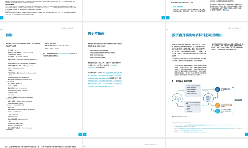 制定生物多样性政策：资产所有者和投资管理人技术指南