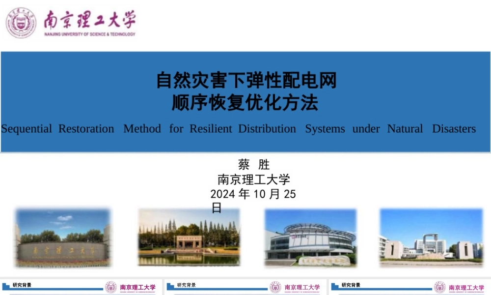 自然灾害下弹性配电网顺序恢复优化方法——蔡胜