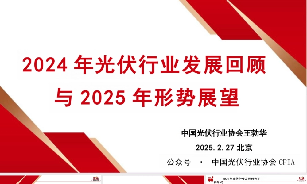 2024年光伏行业发展回顾与2025年形势展望——王勃华