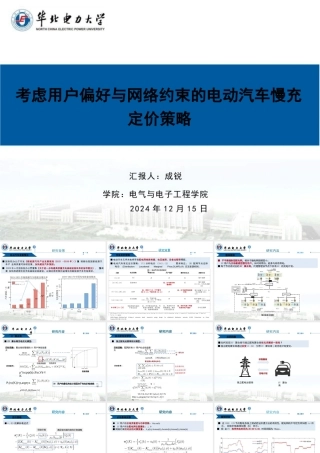 考虑用户偏好与网络约束的电动汽车慢充定价策略——成锐