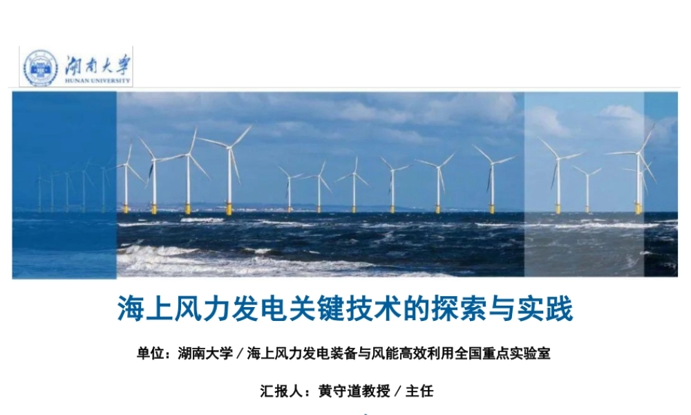 黄守道：海上风力发电关键技术的探索与实践