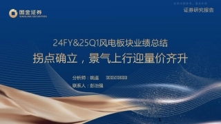 国金证券：24FY&25Q1风电板块行业业绩总结：拐点确立，景气上行迎量价齐升