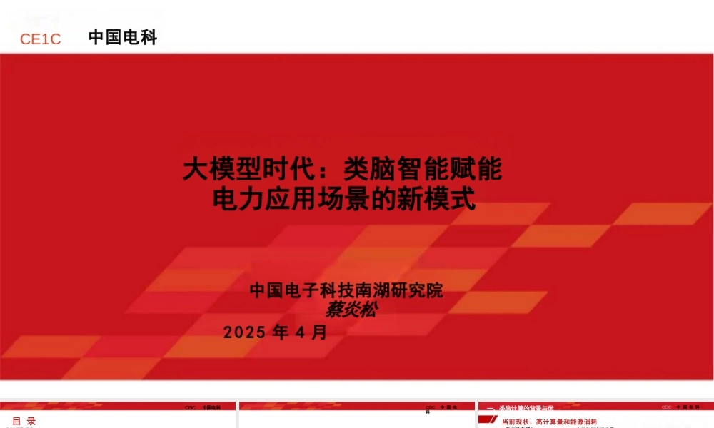 中国电科 蔡炎松：大模型时代：类脑智能赋能电力应用场景的新模式