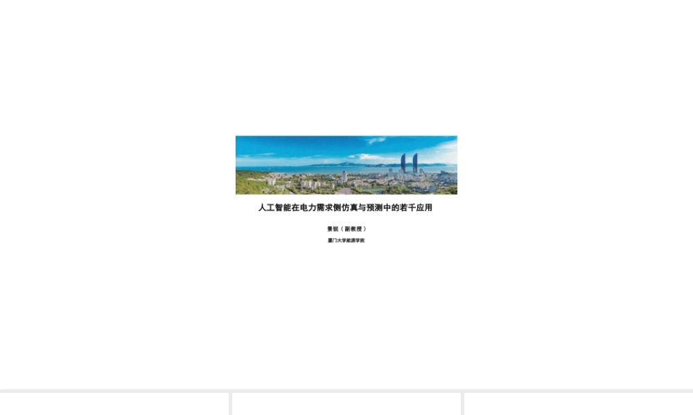 厦门大学 景锐：人工智能在电力需求侧仿真与预测中的若干应用