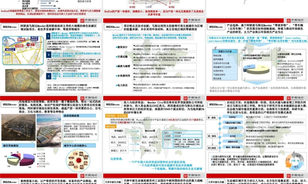 国际绿色低碳地产实践案例专题之英国BedZed、阿联酋Masdar零碳城、天津中新生态城---世联地产