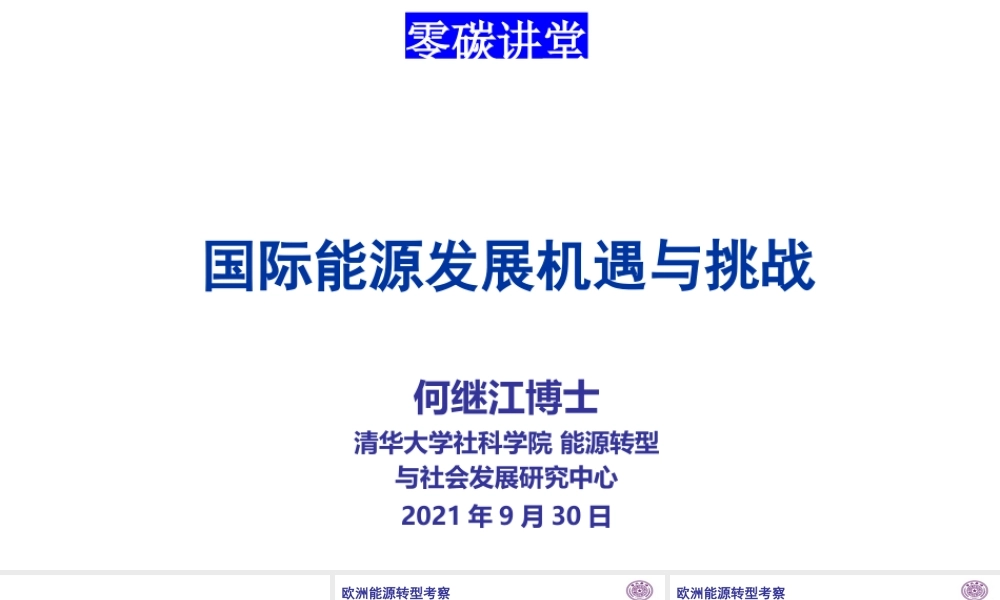 清华大学何继江：国际能源发展机遇与挑战
