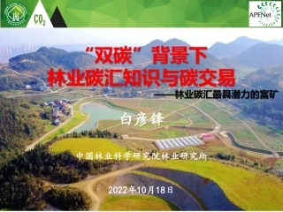 白彦锋博士-双碳背景下，林业汇碳为何成为最有潜力开垦的富矿？