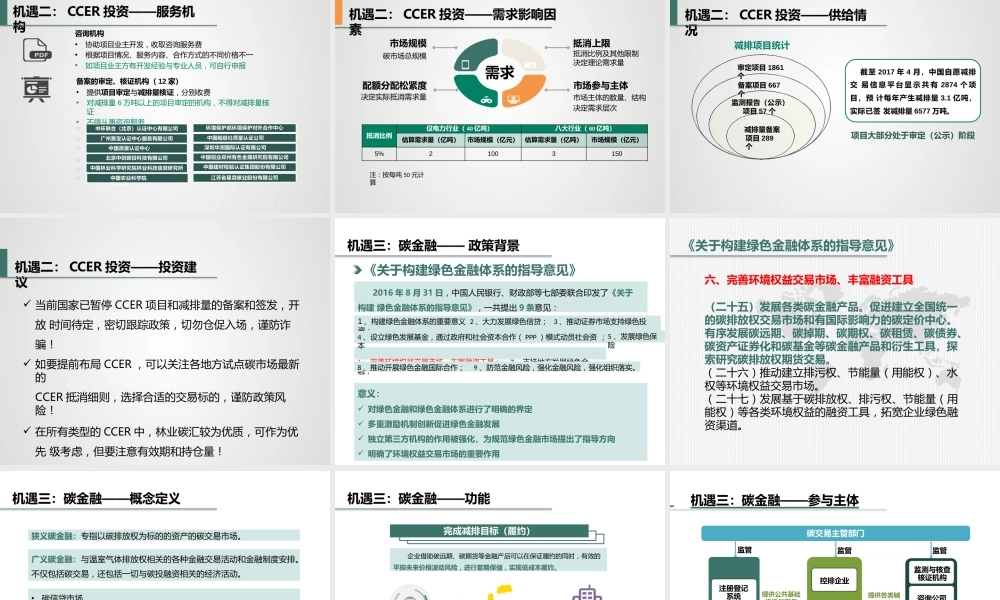 碳市场投资与碳金融创新的机遇