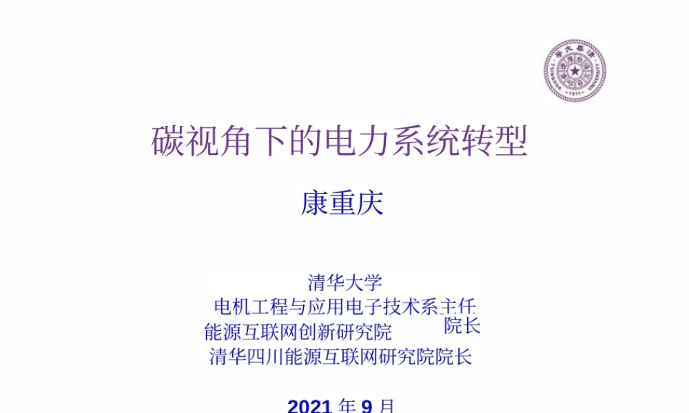 碳视角下的电力系统转型