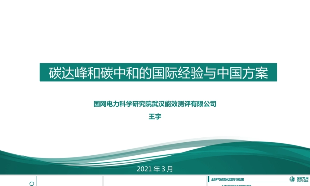 碳达峰与碳中和国际政策背景及中国方案-国家电网