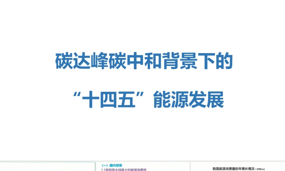 碳达峰碳中和背景下的“十四五”能源发展