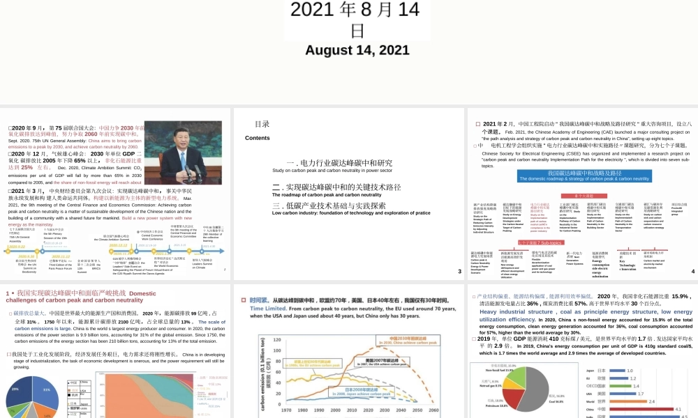 舒印彪院士PPT：碳达峰碳中和技术路径及实践探讨(1)