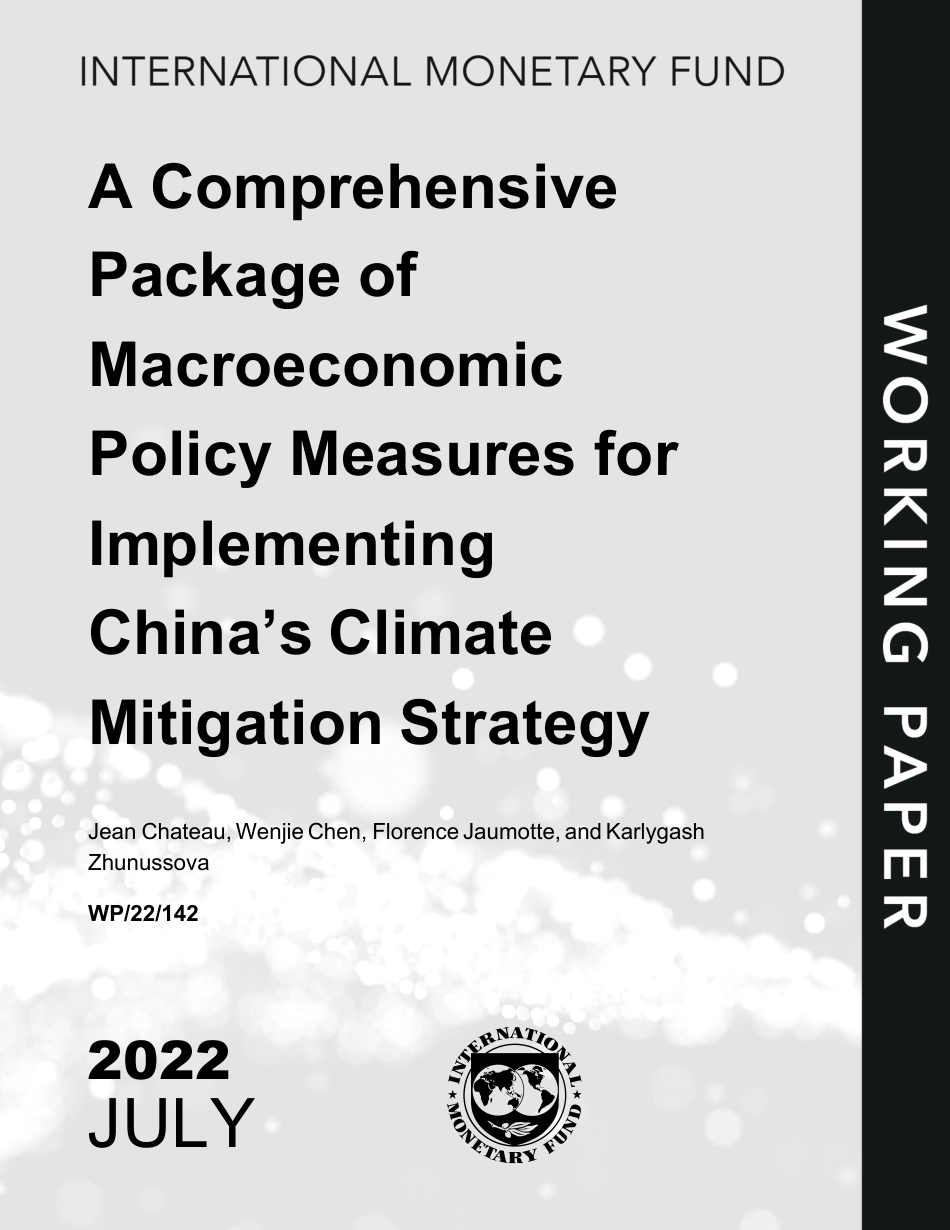 实施中国减缓气候变化战略的一揽子宏观经济政策措施-IMF_第1页