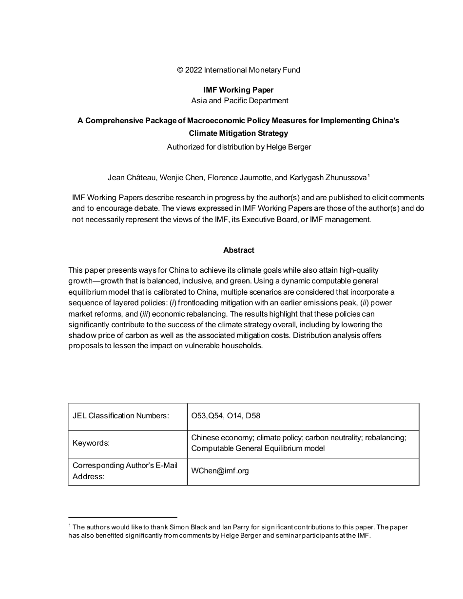 实施中国减缓气候变化战略的一揽子宏观经济政策措施-IMF_第2页