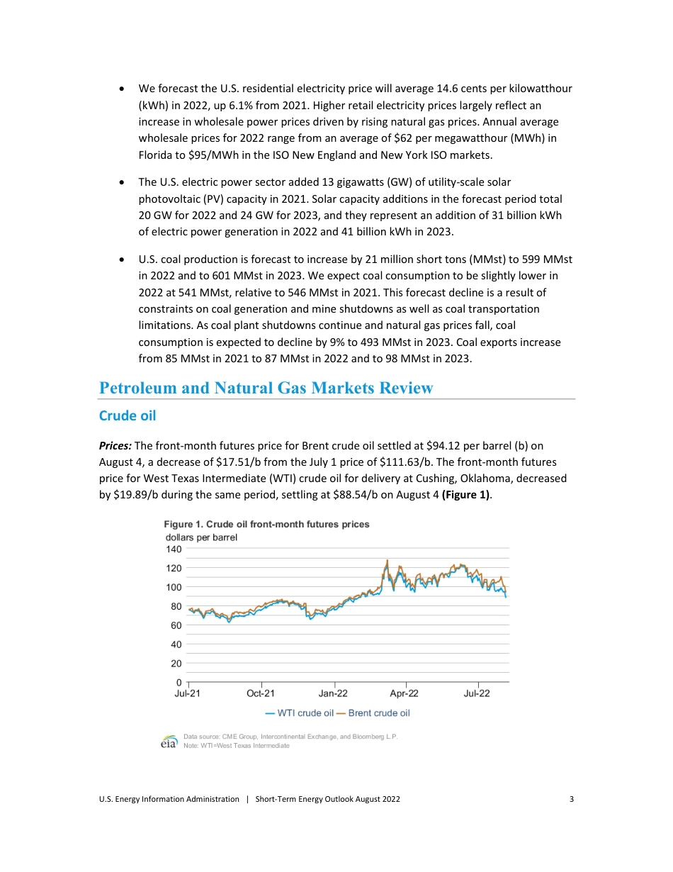 美国短期能源展望报告8月版（英）-EIA-EIA_第3页