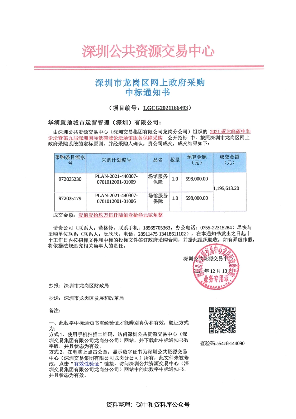 【中标】2021碳达峰碳中和论坛暨第九届深圳国际低碳城论坛场馆服务保障采购合同资料_第1页