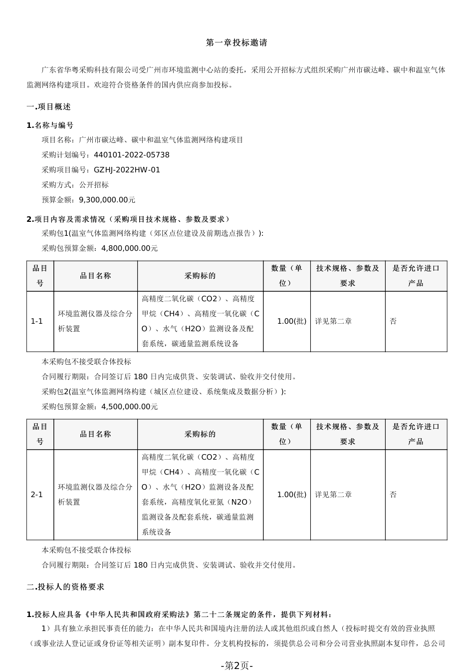 【招标】广州市碳达峰、碳中和温室气体监测网络构建项目_第2页