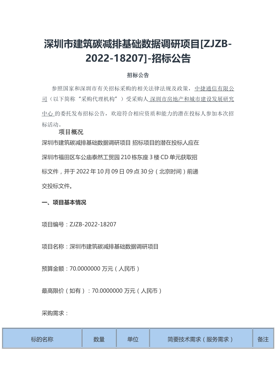 【招标】深圳市建筑碳减排基础数据调研项目_第1页