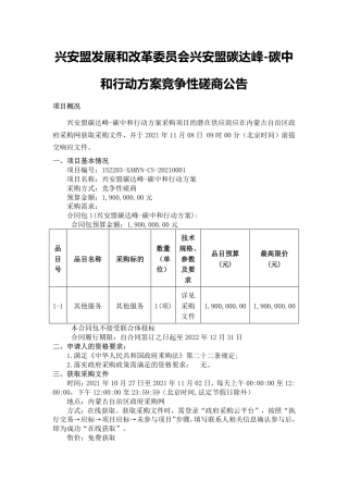 内蒙古兴安盟碳达峰-碳中和行动方案