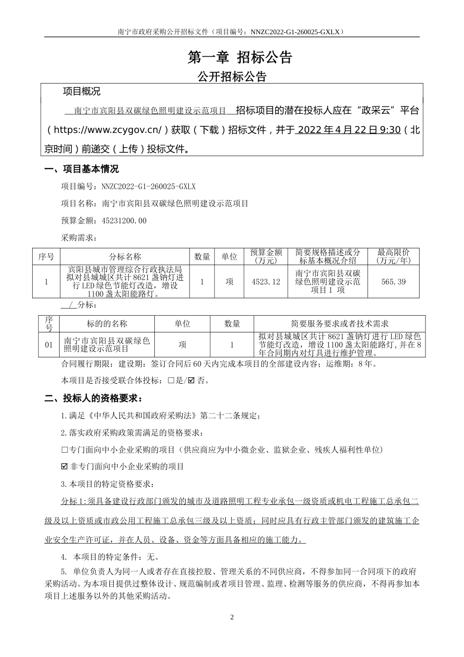 南宁市宾阳县双碳绿色照明建设示范项目采购文件_第3页