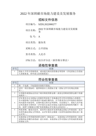 2022年深圳碳市场能力建设及发展服务