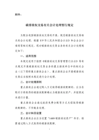 《碳排放权交易有关会计处理暂行规定》