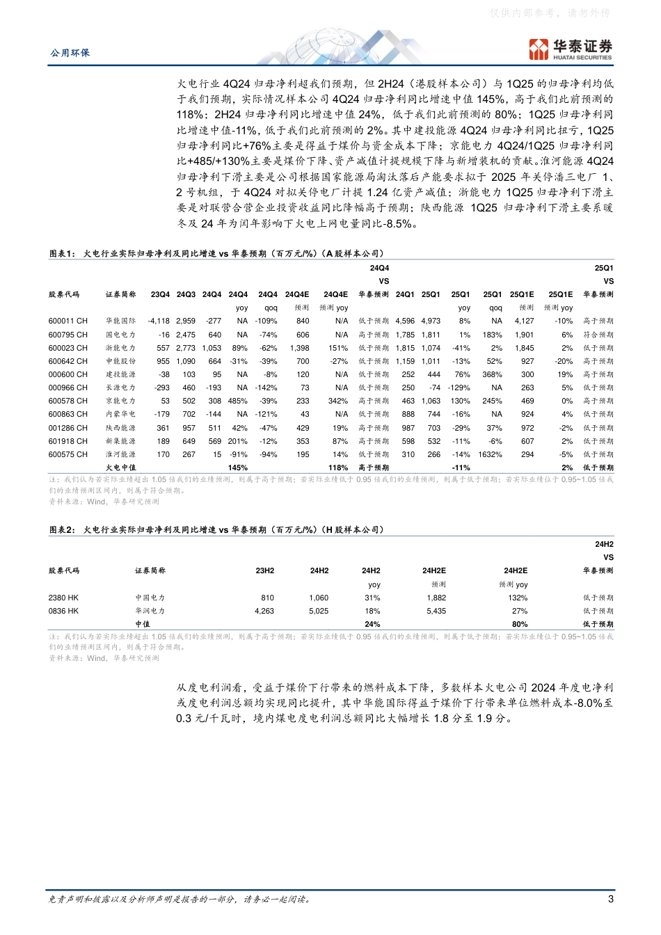 华泰证券：公用环保行业专题研究：Q1环保超预期，火电盈利有望提升_第3页