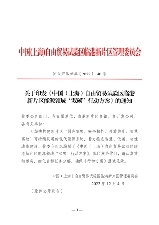 【政策】中国（上海）自由贸易试验区临港新片区能源领域“双碳”行动方案