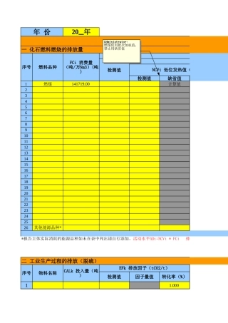 中国发电企业碳排放Excel自动计算表（中国发电企业温室气体排放核算快捷计算表(带公式））