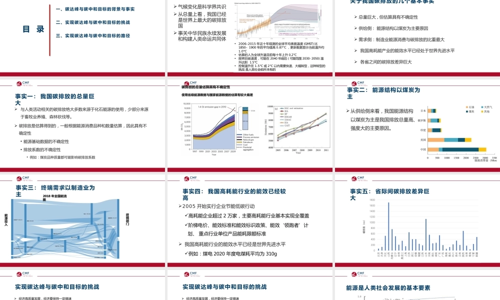 26页PPT《CMF：碳达峰与碳中和目标、挑战与实现路径》